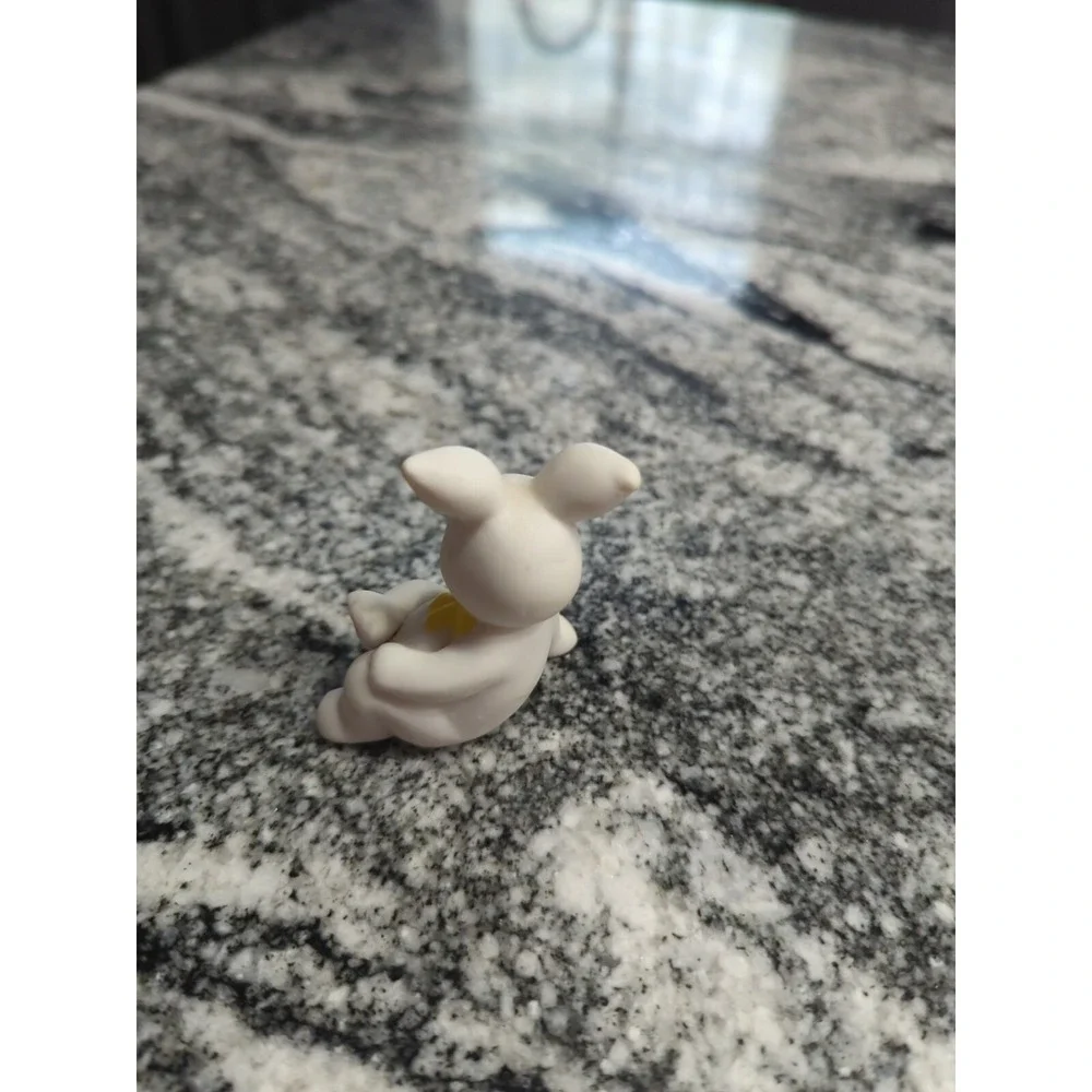 Vintage Russ Berrie Porcelain White Bunny Rabbit Figurine Replacement Yellow Bow